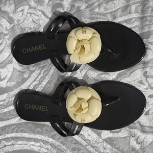 Chanel Camelia jelly thong sandals